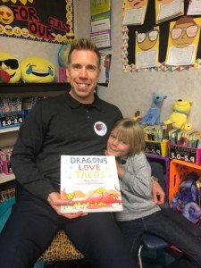 Erick reading to Bridgeport class